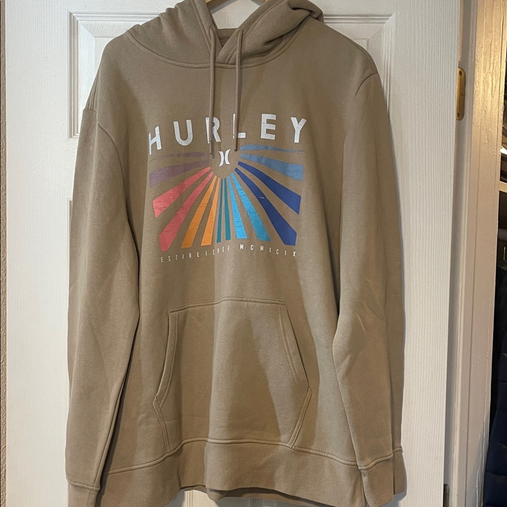 Hurley Beige Hoodie with Colorful Logo